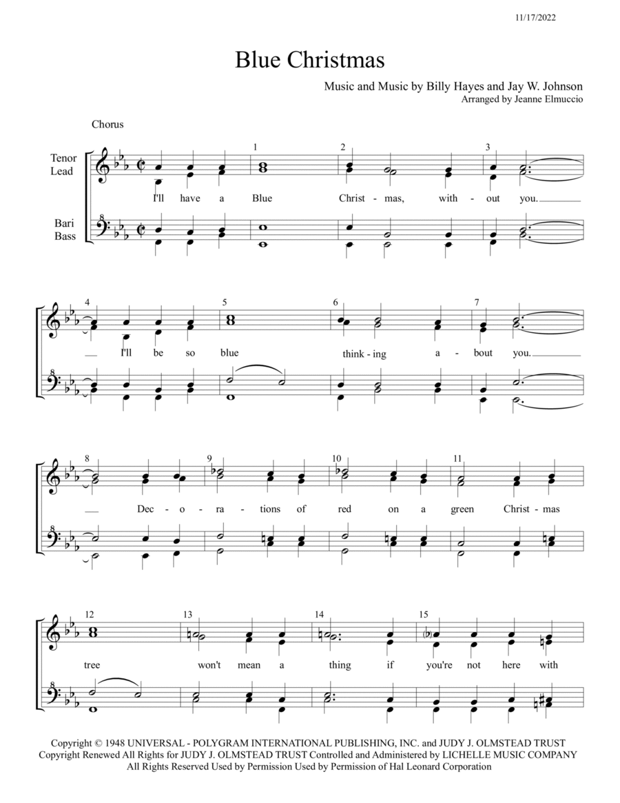Blue Christmas Blue Christmas SSAA scores gallery preview page 1