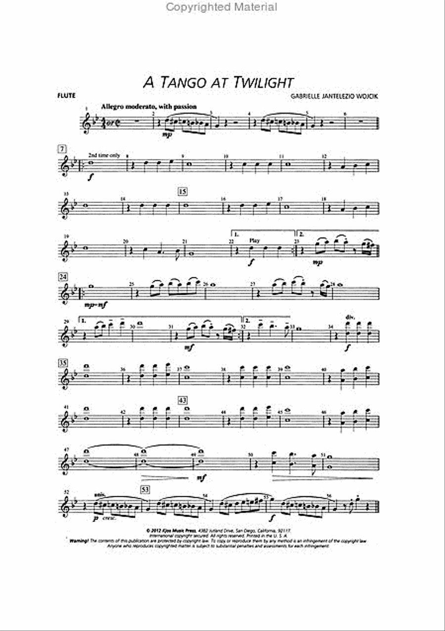 A Tango at Twilight Concert Band scores gallery preview page 6