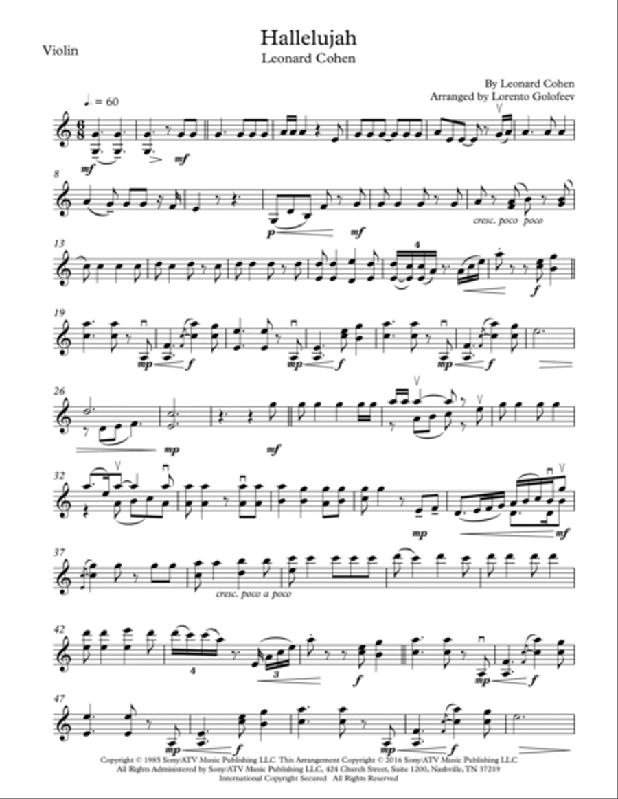 Hallelujah String Duet scores gallery preview page 3