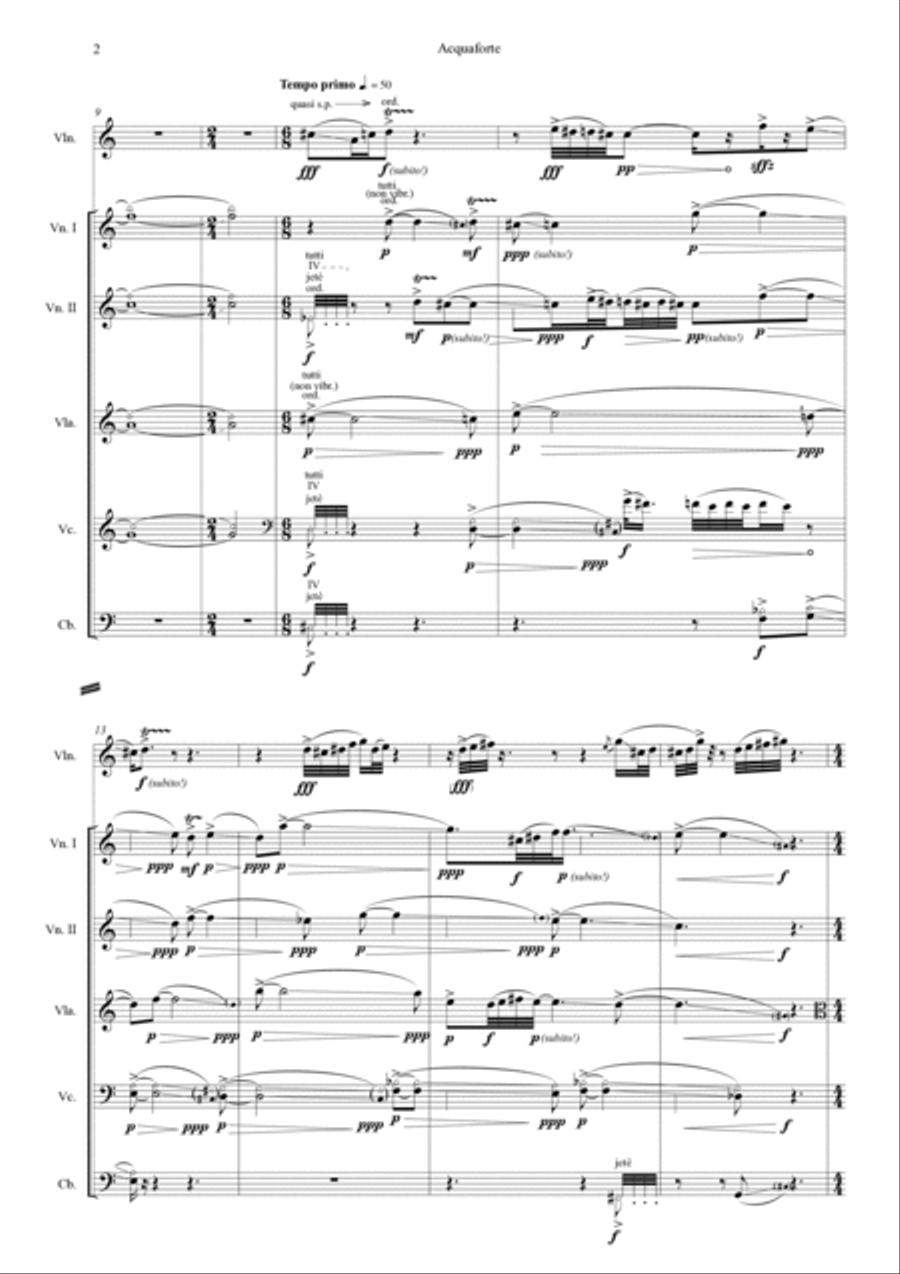 Matteo Tundo: ACQUAFORTE (ES-22-007) - Score Only String Orchestra scores gallery preview page 6