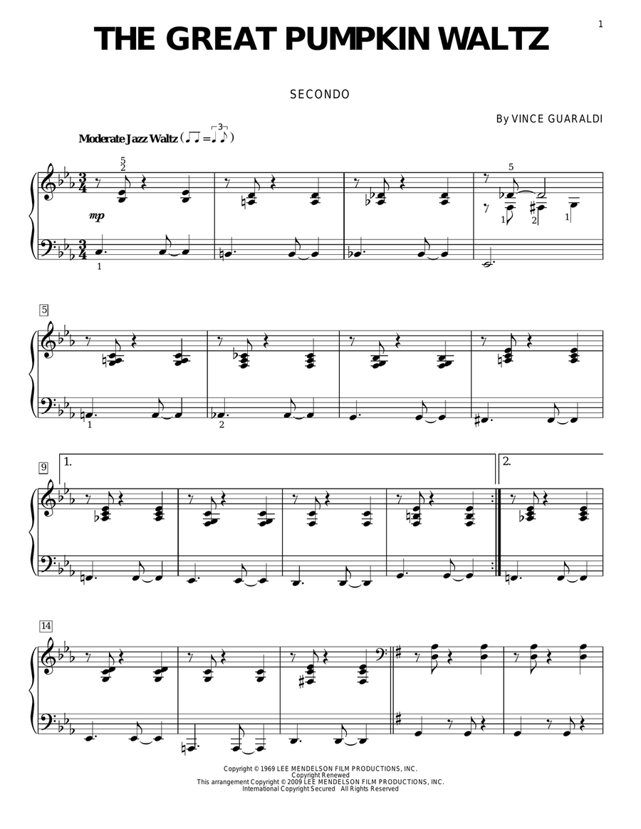 The Great Pumpkin Waltz Piano Duet scores gallery preview page 1