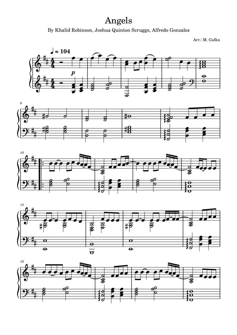 Angels Angels Piano Solo scores gallery preview page 1