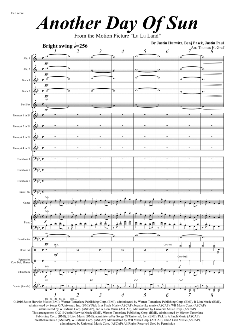 Another Day Of Sun Jazz Ensemble scores gallery preview page 1