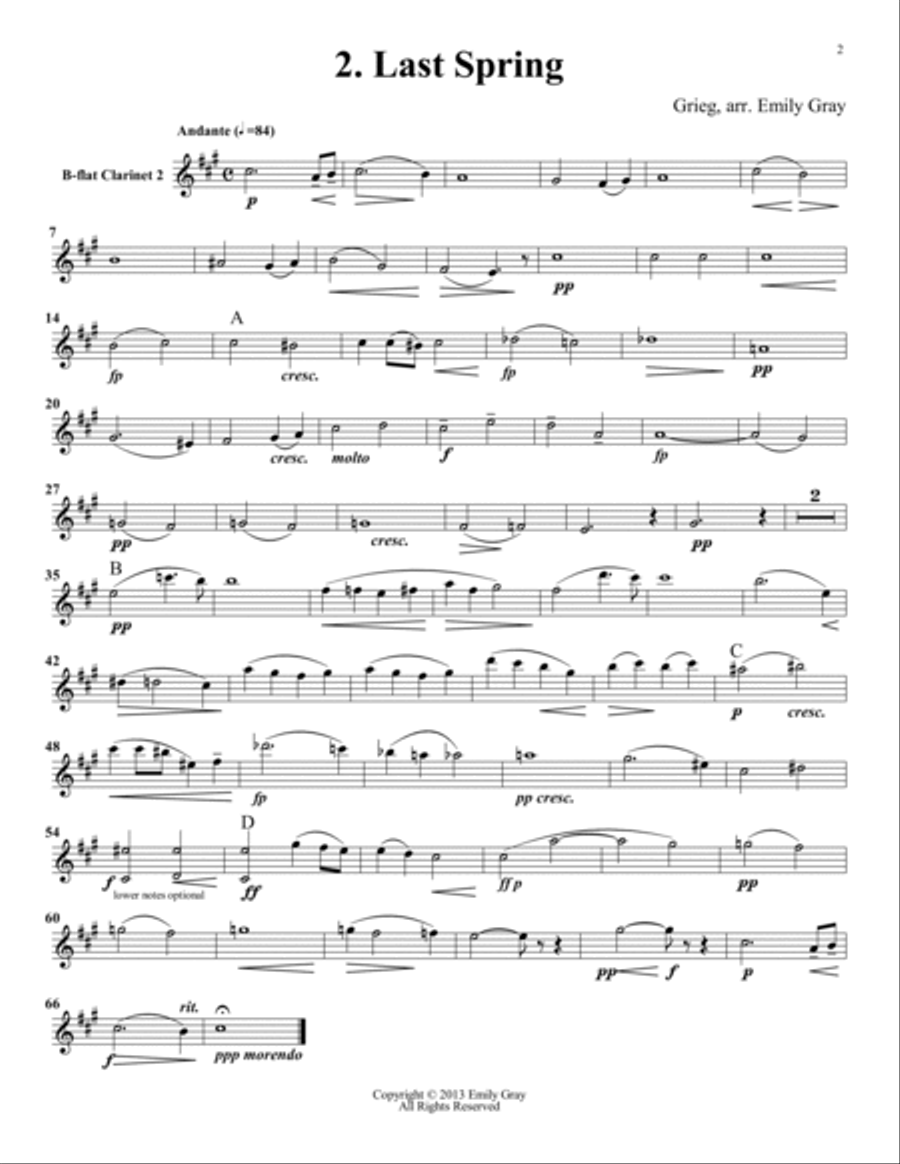 Two Elegiac Melodies for Clarinet Choir (Set of Parts) Clarinet Choir scores gallery preview page 6