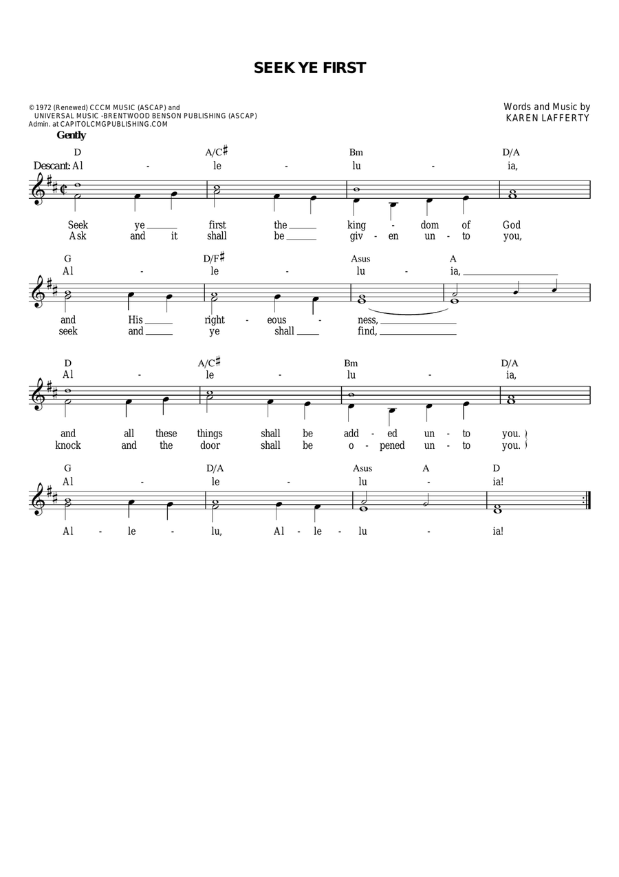 Seek Ye First by Karen Lafferty Flute - Digital Sheet Music