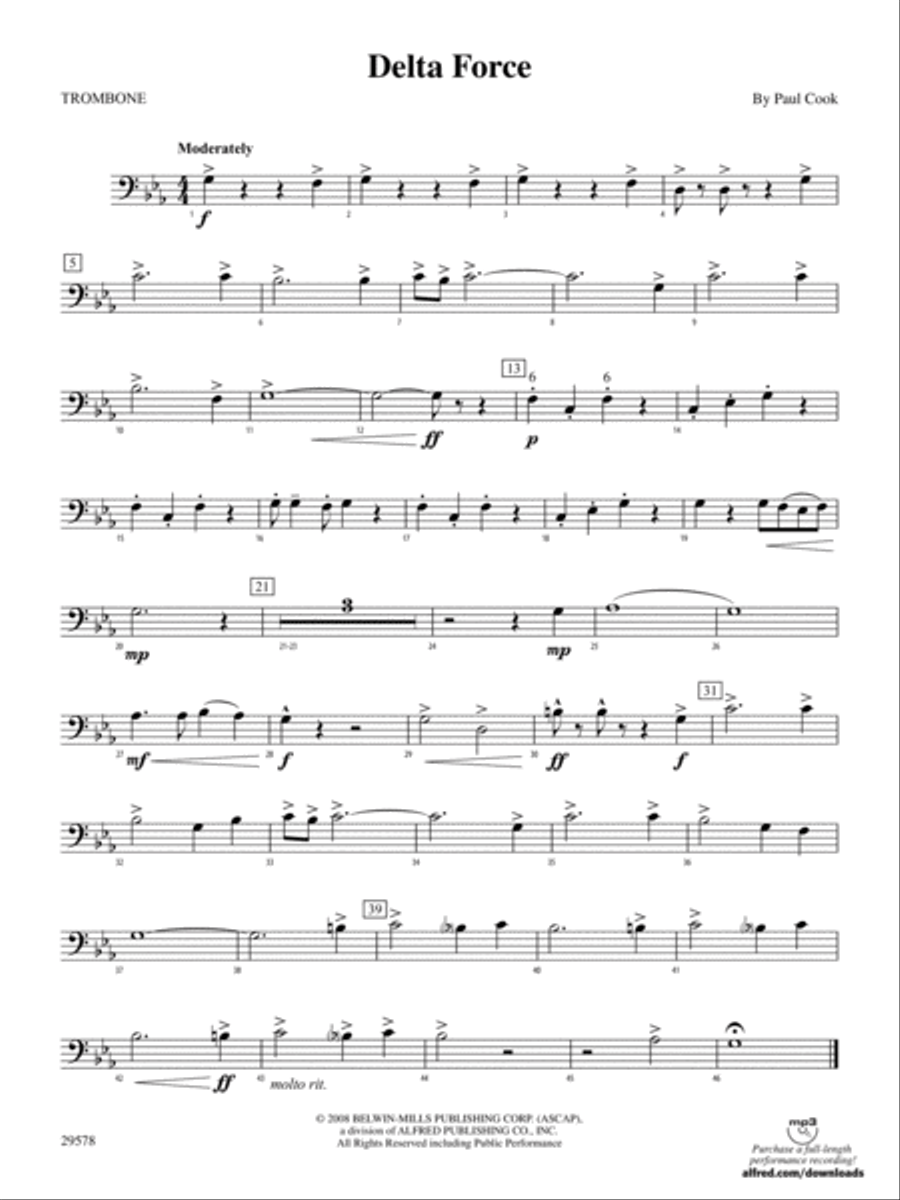 Delta Force: 1st Trombone Concert Band scores gallery preview page 1