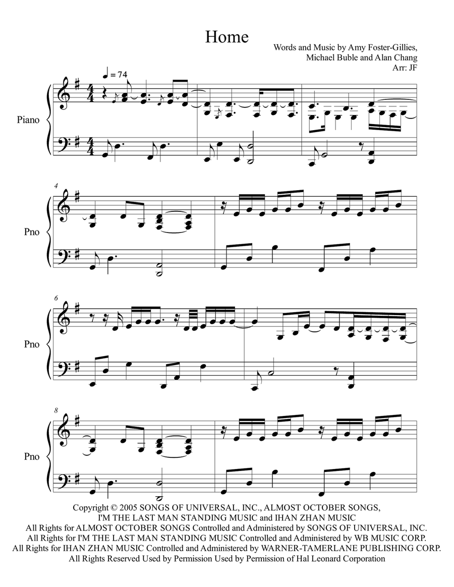 Home Piano Solo scores gallery preview page 1