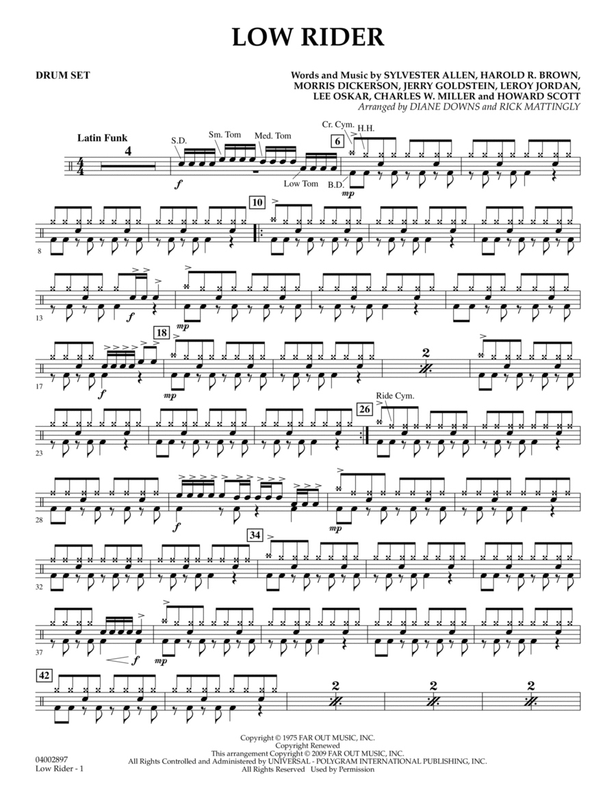 Low Rider - Drum Set Low Rider - Drum Set Drum Set scores gallery preview page 1