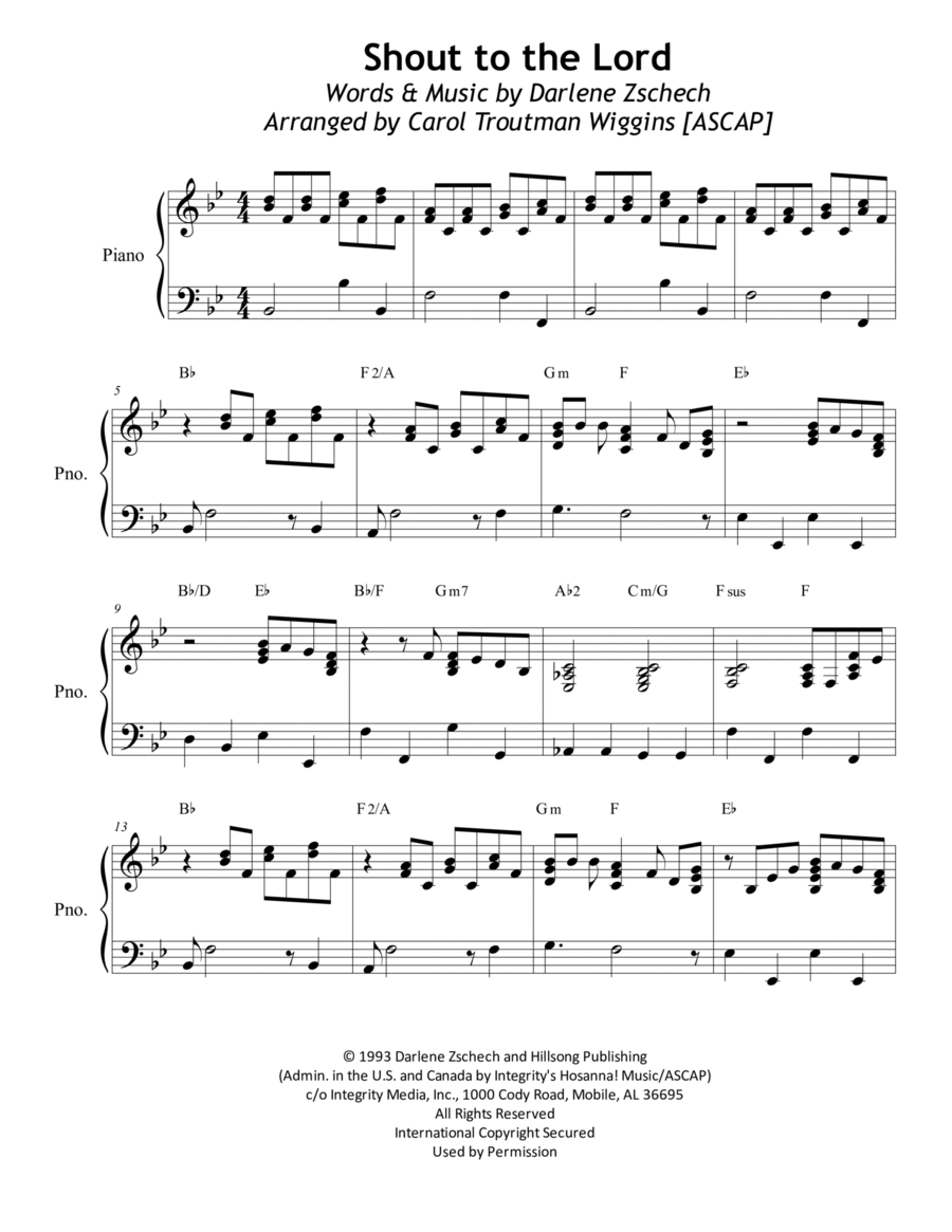 Shout To The Lord Piano Solo scores gallery preview page 1