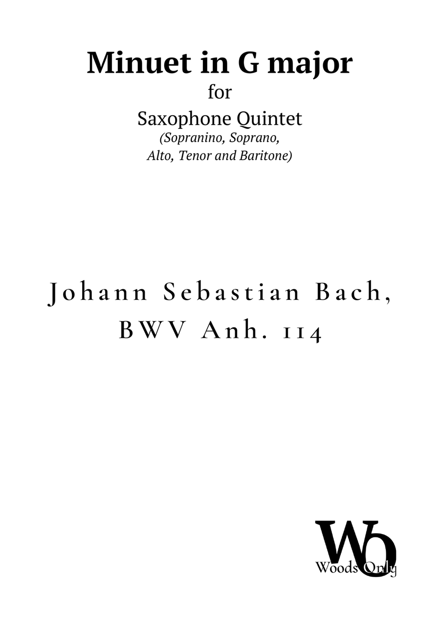 Minuet in G major by Bach for Saxophone Choir Quintet