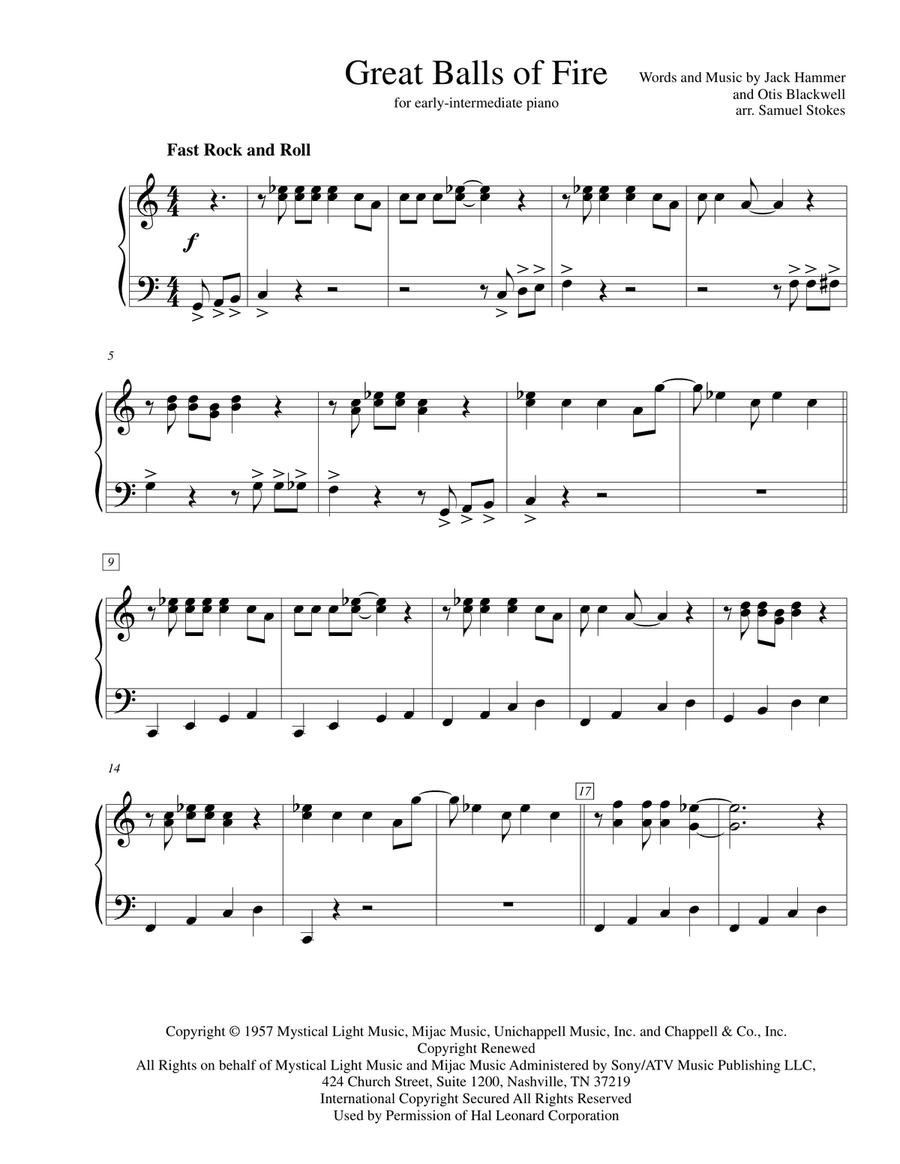 Great Balls Of Fire Piano Solo scores gallery preview page 1