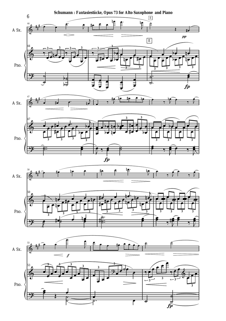 Robert Schumann: Three Fantasy Pieces (Drei Fantasiestücke), arranged for alto saxophone and piano Alto Saxophone scores gallery preview page 6