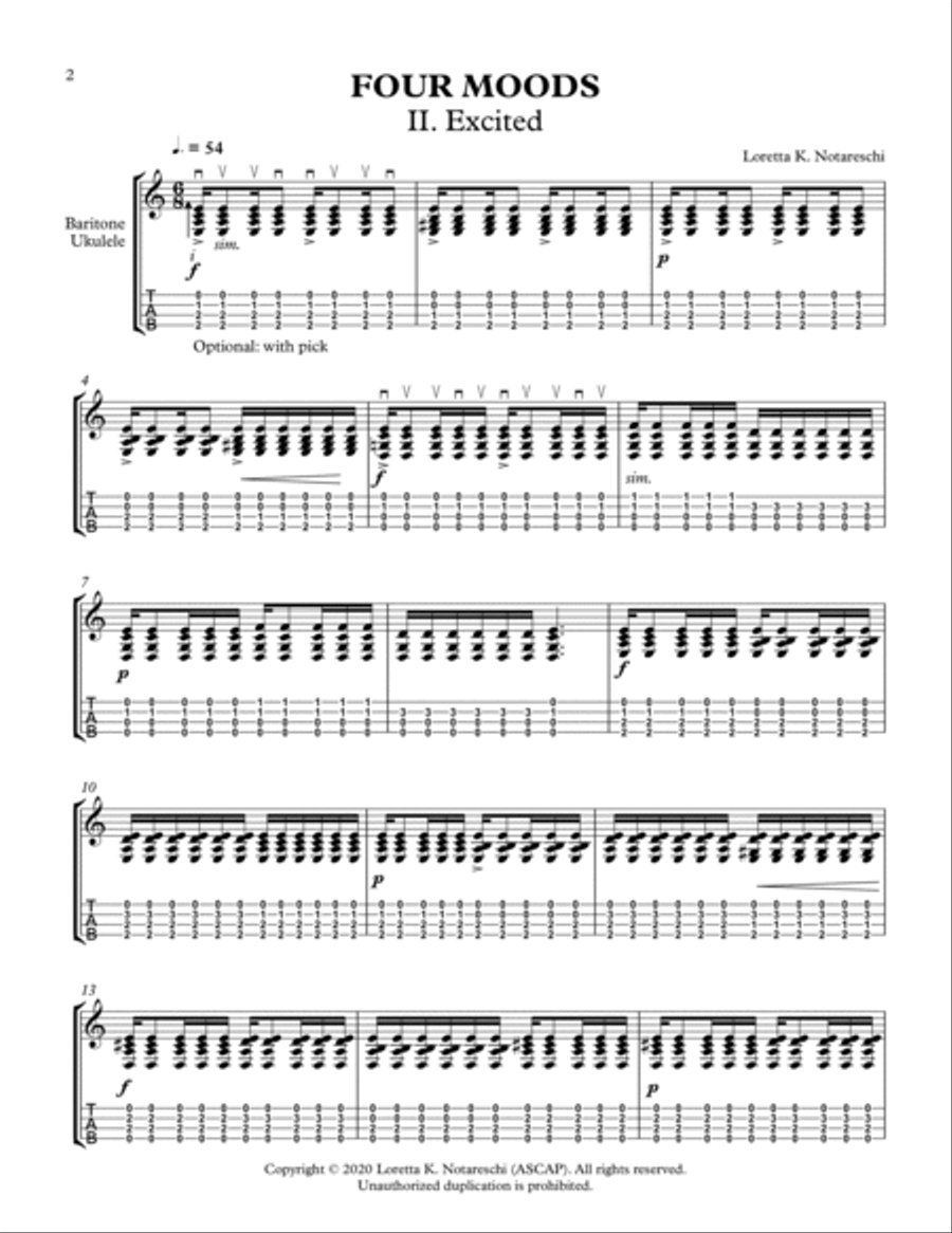 Four Moods for Baritone Ukulele Baritone Ukulele scores gallery preview page 6