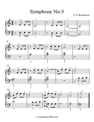 Symphony No.5, L.V. Beethoven - Easy Piano