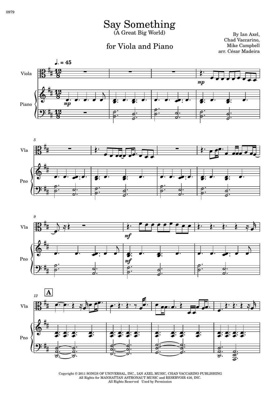 Say Something Viola scores gallery preview page 2