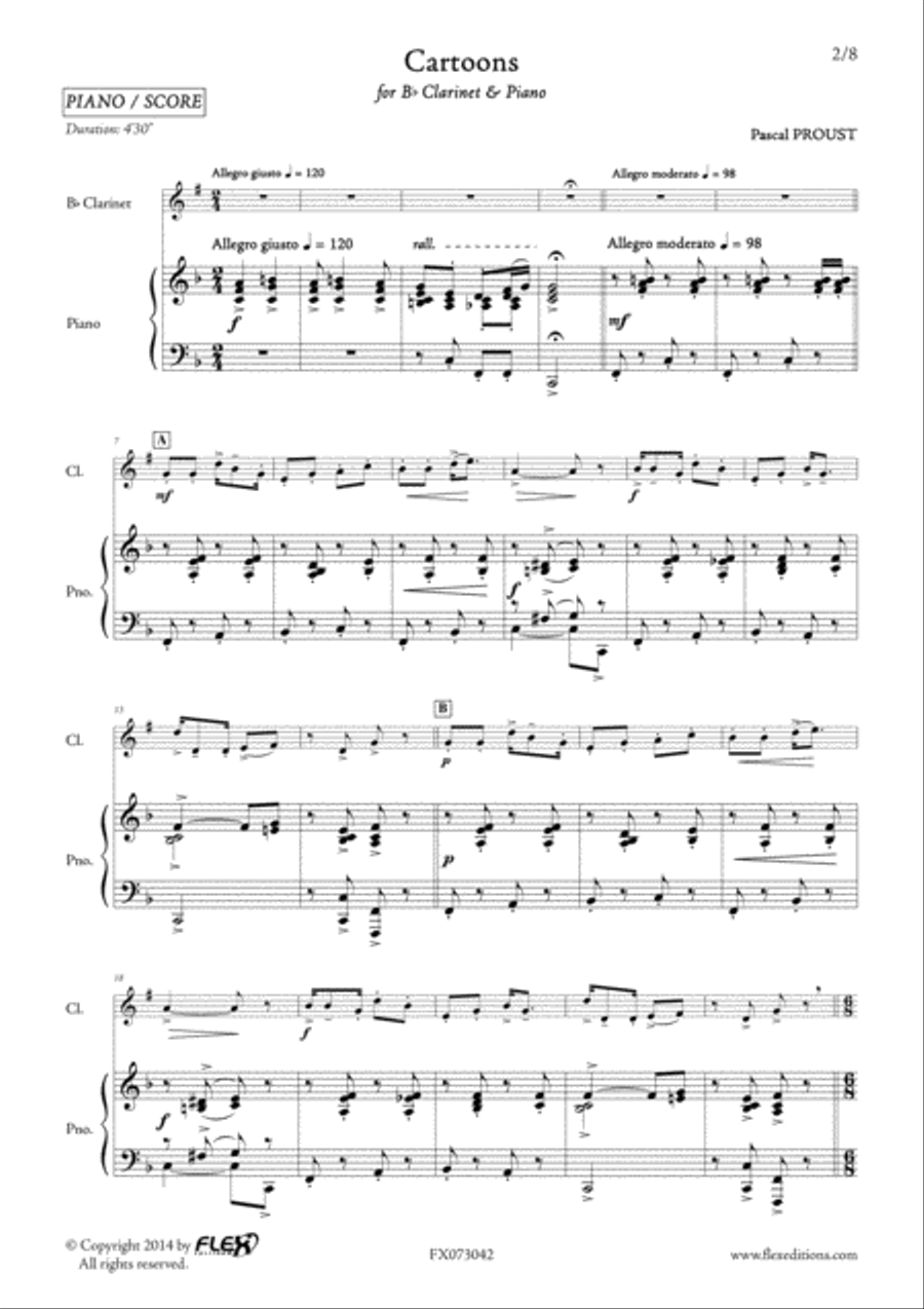 Cartoons B-Flat Clarinet scores gallery preview page 2