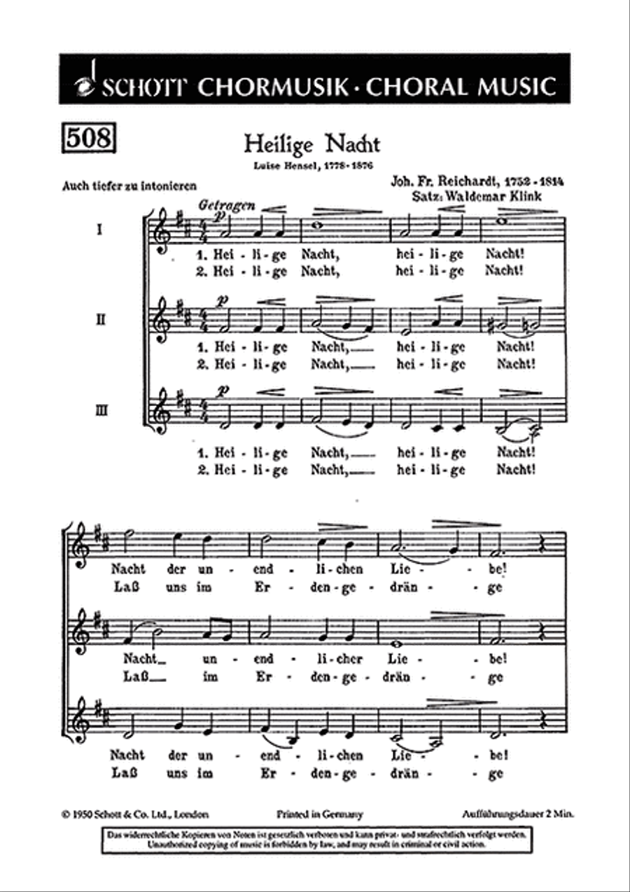 Heilige Nacht (Holy Night) SSA scores gallery preview page 1