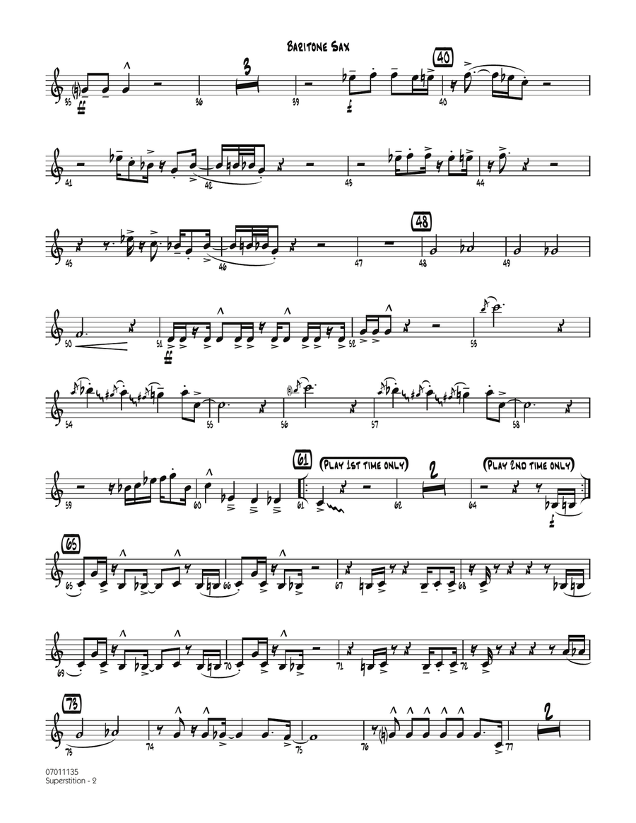 Superstition - Baritone Sax Jazz Ensemble scores gallery preview page 2