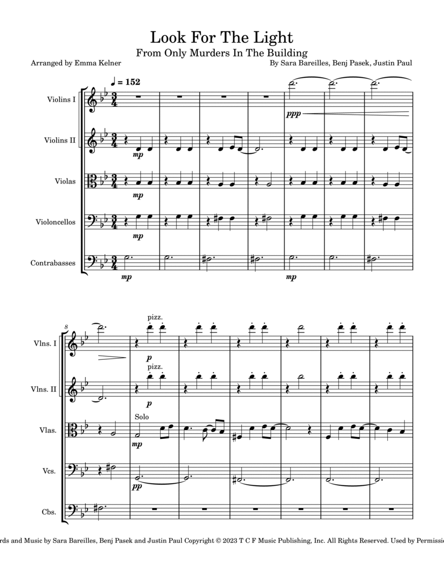 Look For The Light String Quintet scores gallery preview page 1