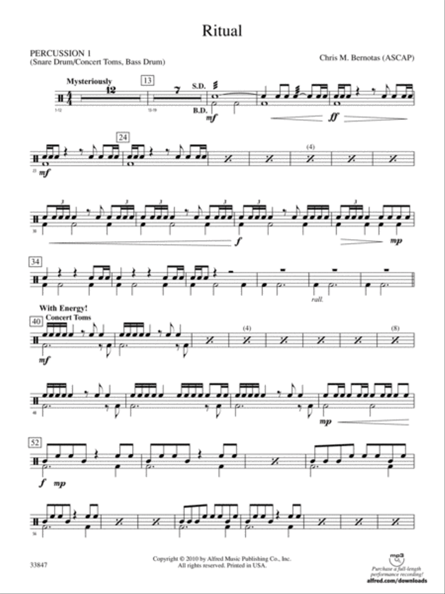 Ritual: 1st Percussion Concert Band scores gallery preview page 1