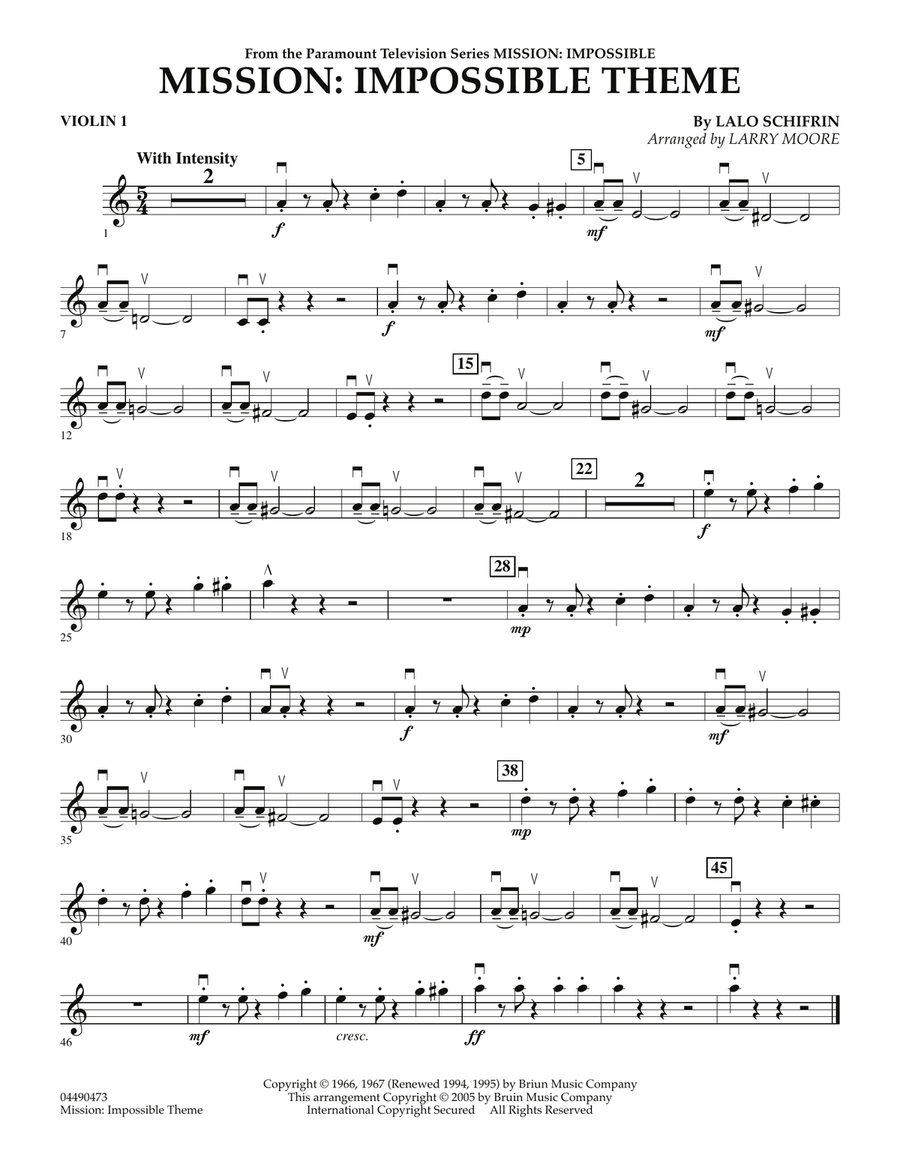 Mission: Impossible Theme - Violin 1 Orchestra scores gallery preview page 1
