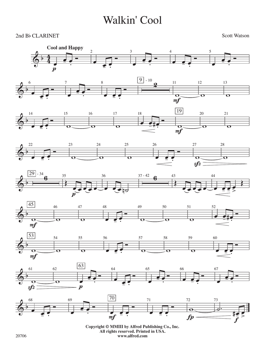 Walkin' Cool: 2nd B-flat Clarinet