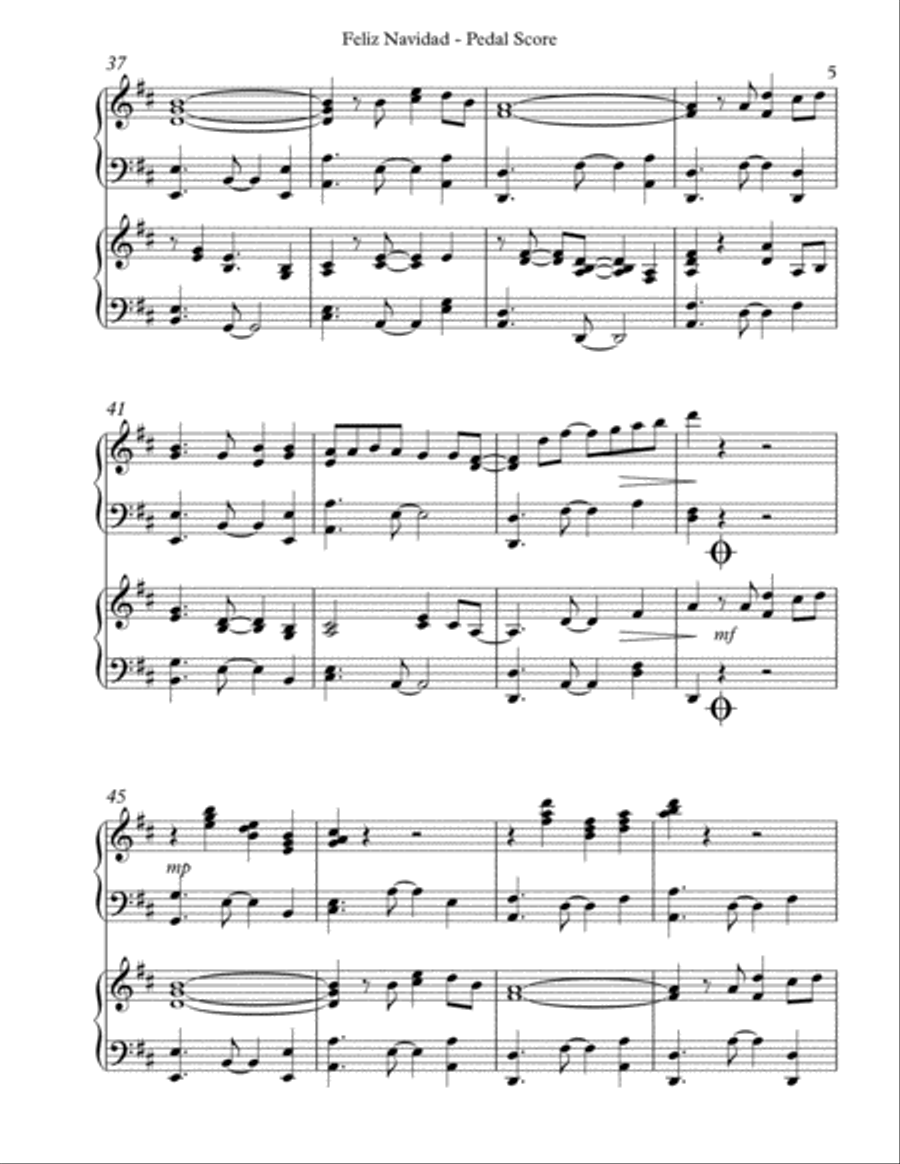 Feliz Navidad Pedal Harp scores gallery preview page 5
