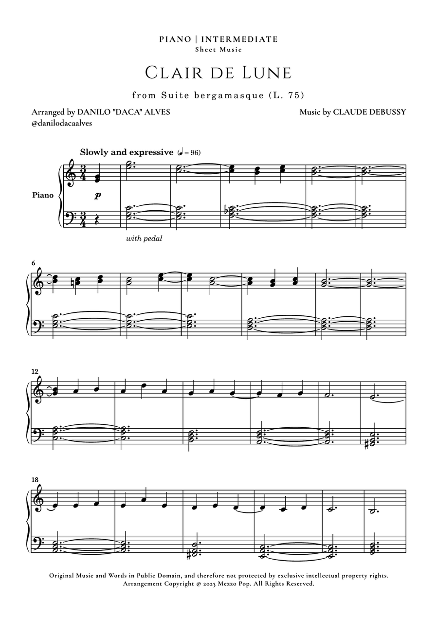 Clair de Lune Piano Solo scores gallery preview page 1