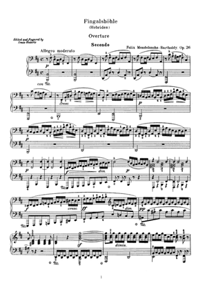 Mendelssohn The Fingal's Cave Overture, for pino duet(1 piano, 4 hands), PM811