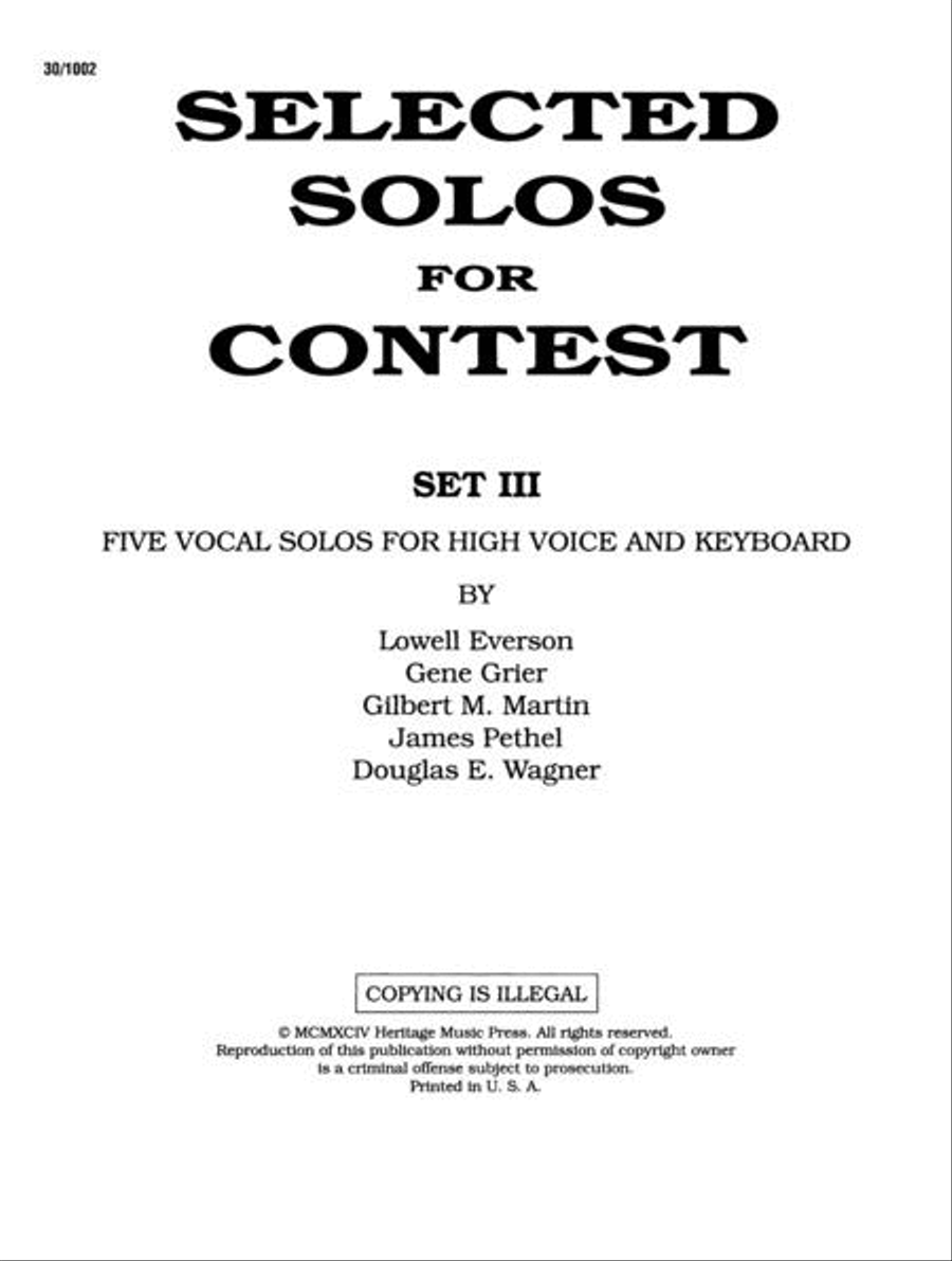 Selected Solos for Contest, Set III - High Voice