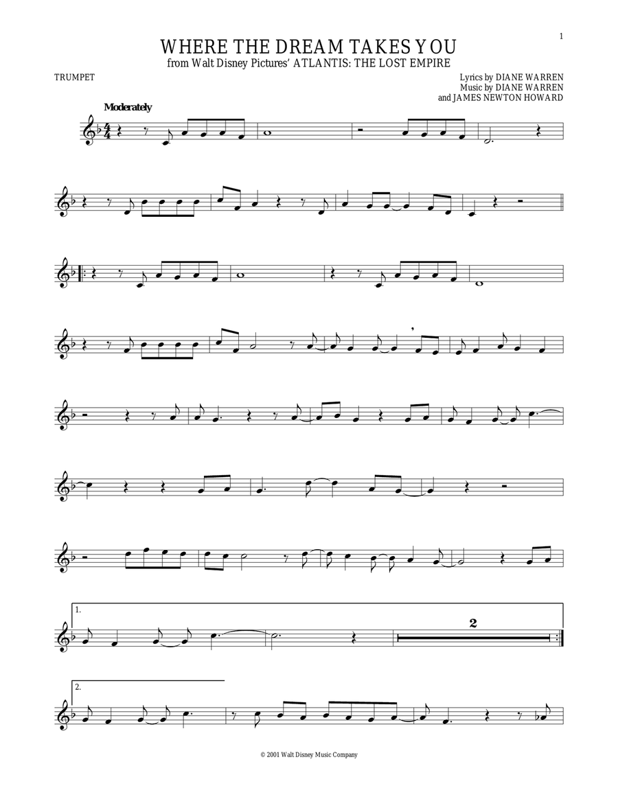 Where The Dream Takes You Trumpet Solo scores gallery preview page 1