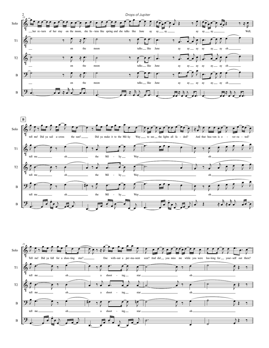 Drops Of Jupiter (Tell Me) 4-Part scores gallery preview page 2