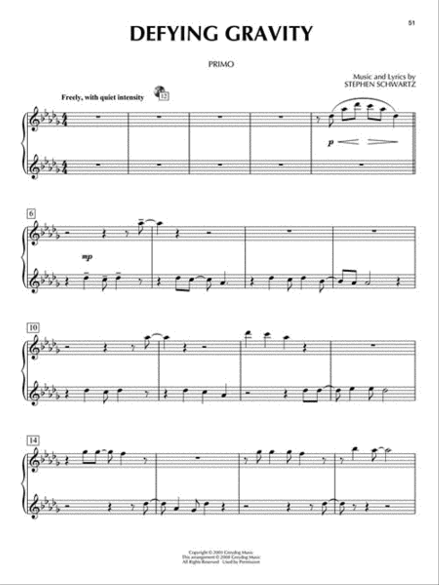 Wicked 1 Piano, 4-Hands scores gallery preview page 7