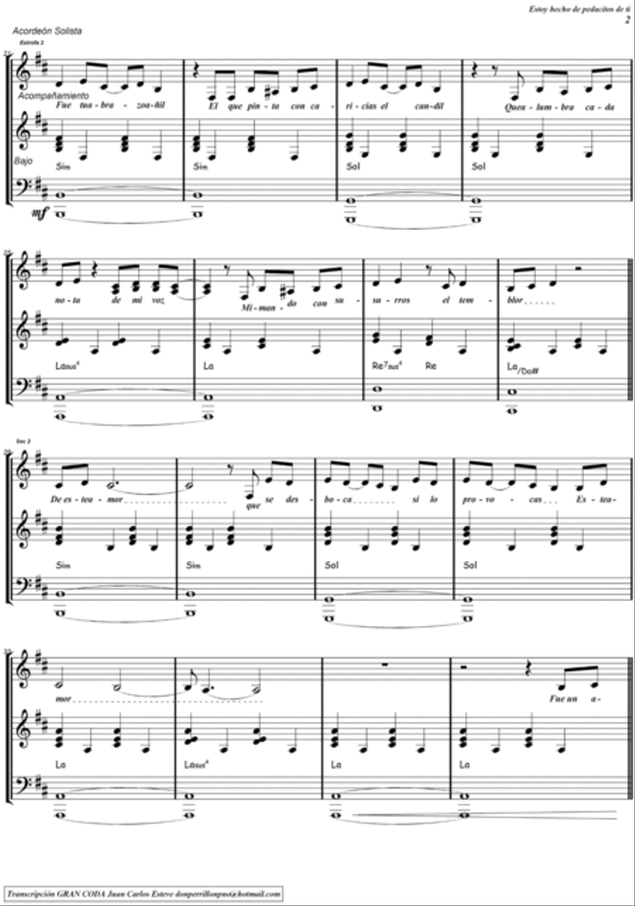 Estoy Hecho De Pedacitos De Ti Accordion scores gallery preview page 2
