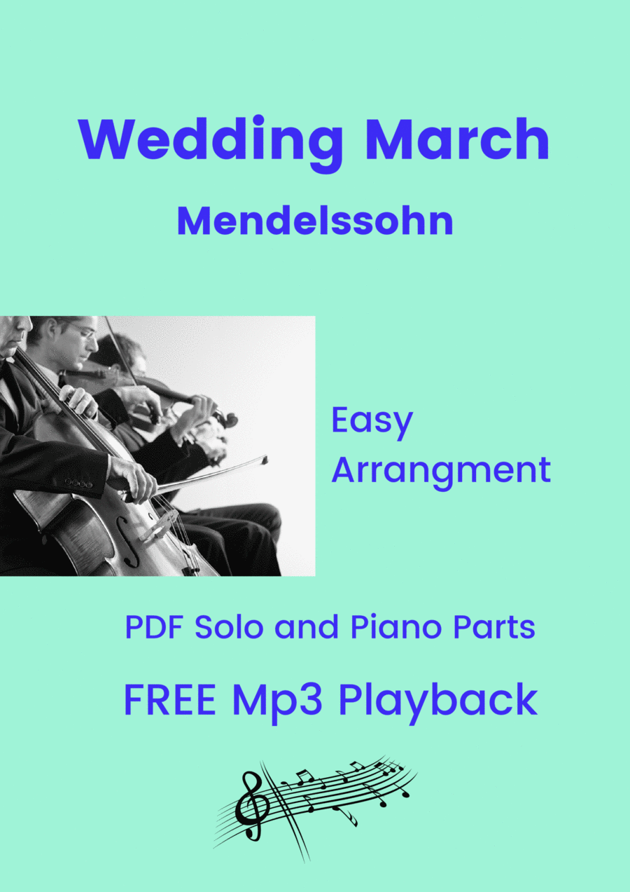 Wedding March (Mendelssohn) + FREE Mp3 Playback + Solo and Piano Parts B-Flat Trumpet scores gallery preview page 1