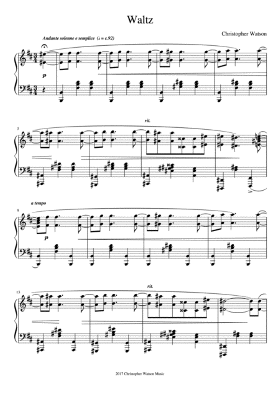 Waltz - for Solo Piano Waltz - for Solo Piano Piano Method scores gallery preview page 1