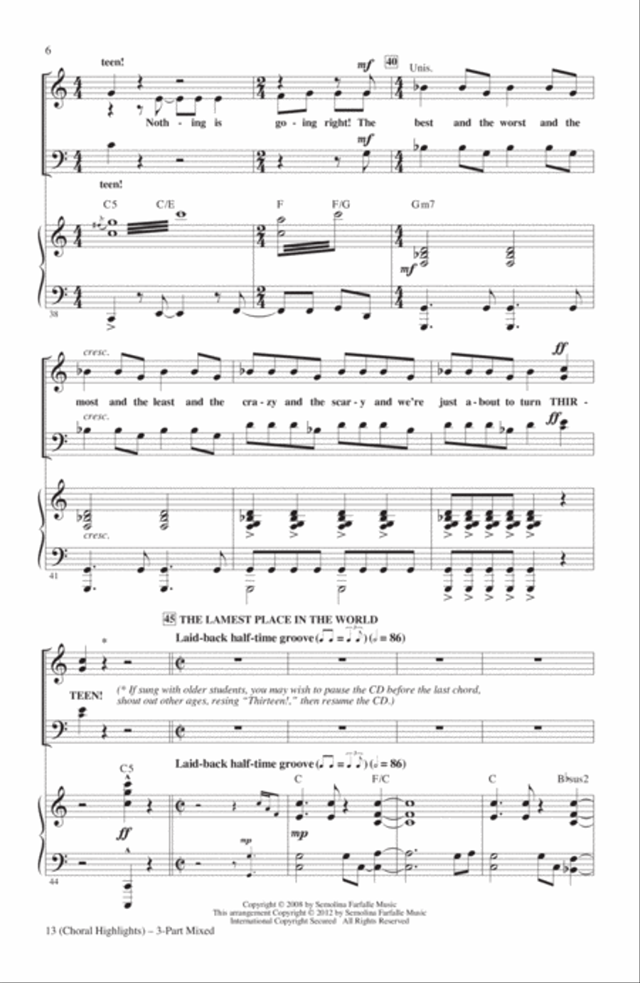 13 (Choral Highlights From The Broadway Musical) (arr. Roger Emerson) 3-Part scores gallery preview page 5