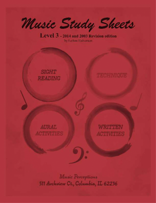 Book cover for Music Study Sheets Level 3 2014 and 2003 Revision edition