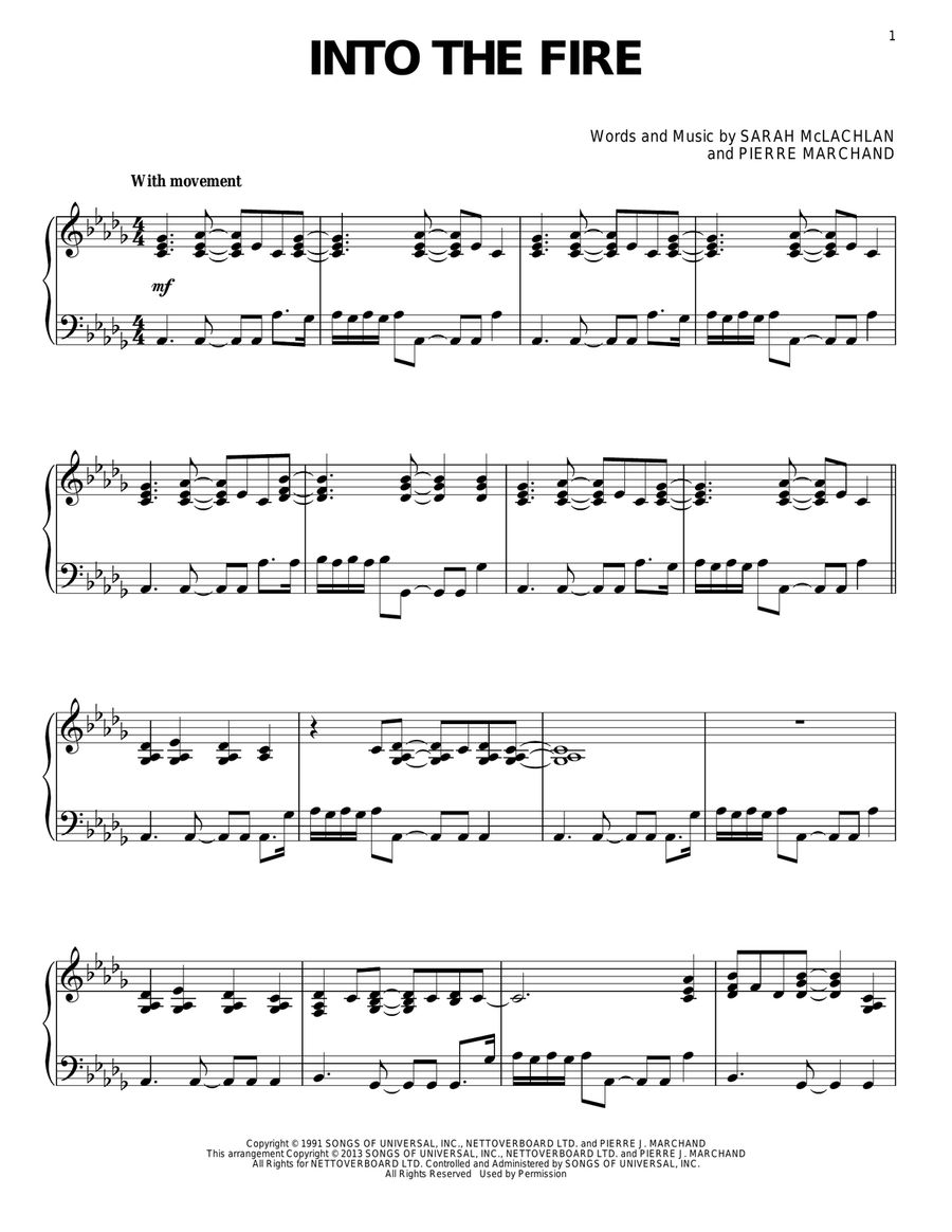 Into The Fire Into The Fire Piano Solo scores gallery preview page 1
