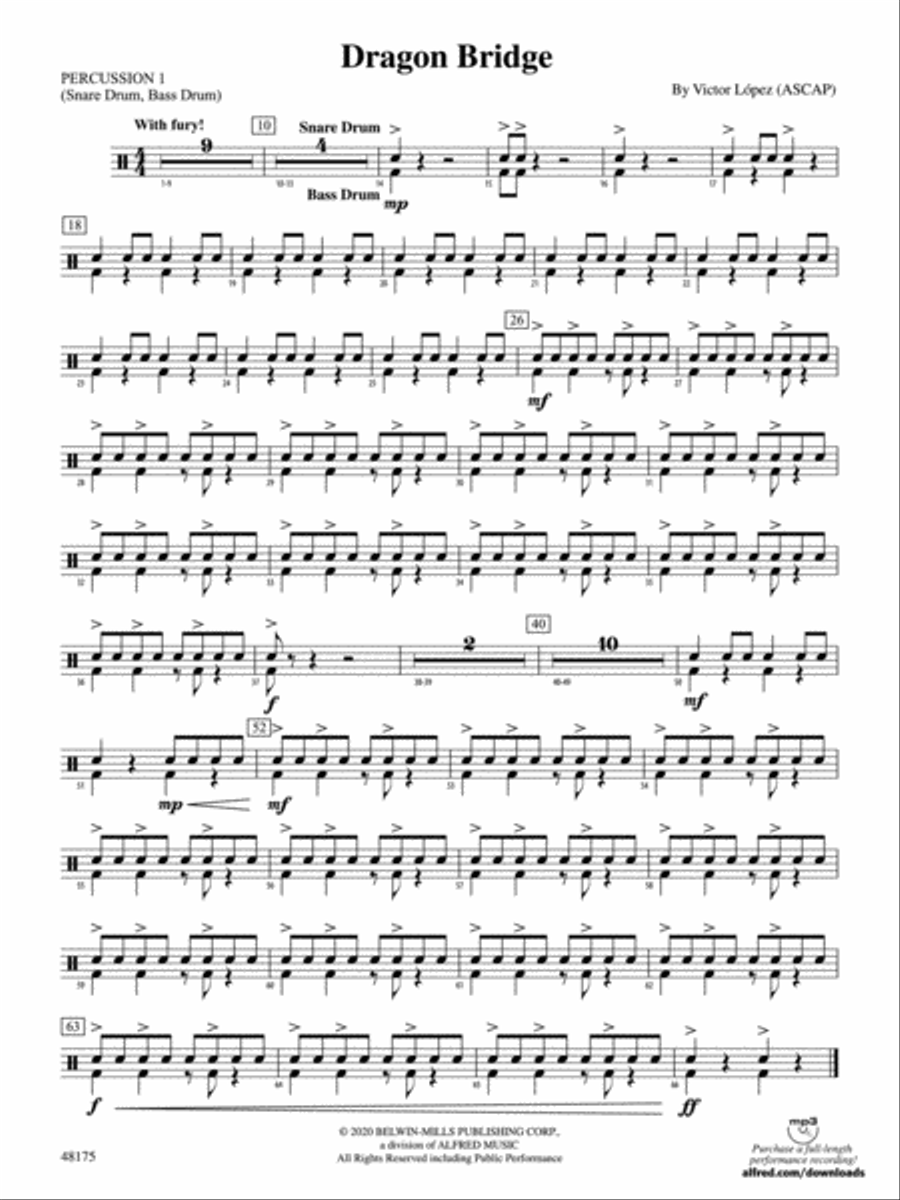 Dragon Bridge: 1st Percussion Concert Band scores gallery preview page 1