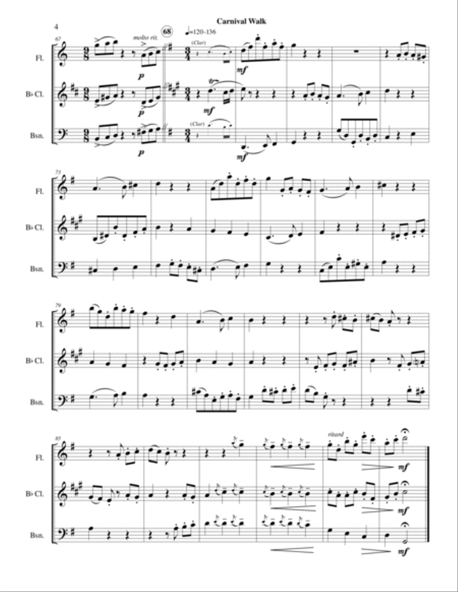 Carnival Walk (Fl-Cl-Bsn) Woodwind Trio scores gallery preview page 6