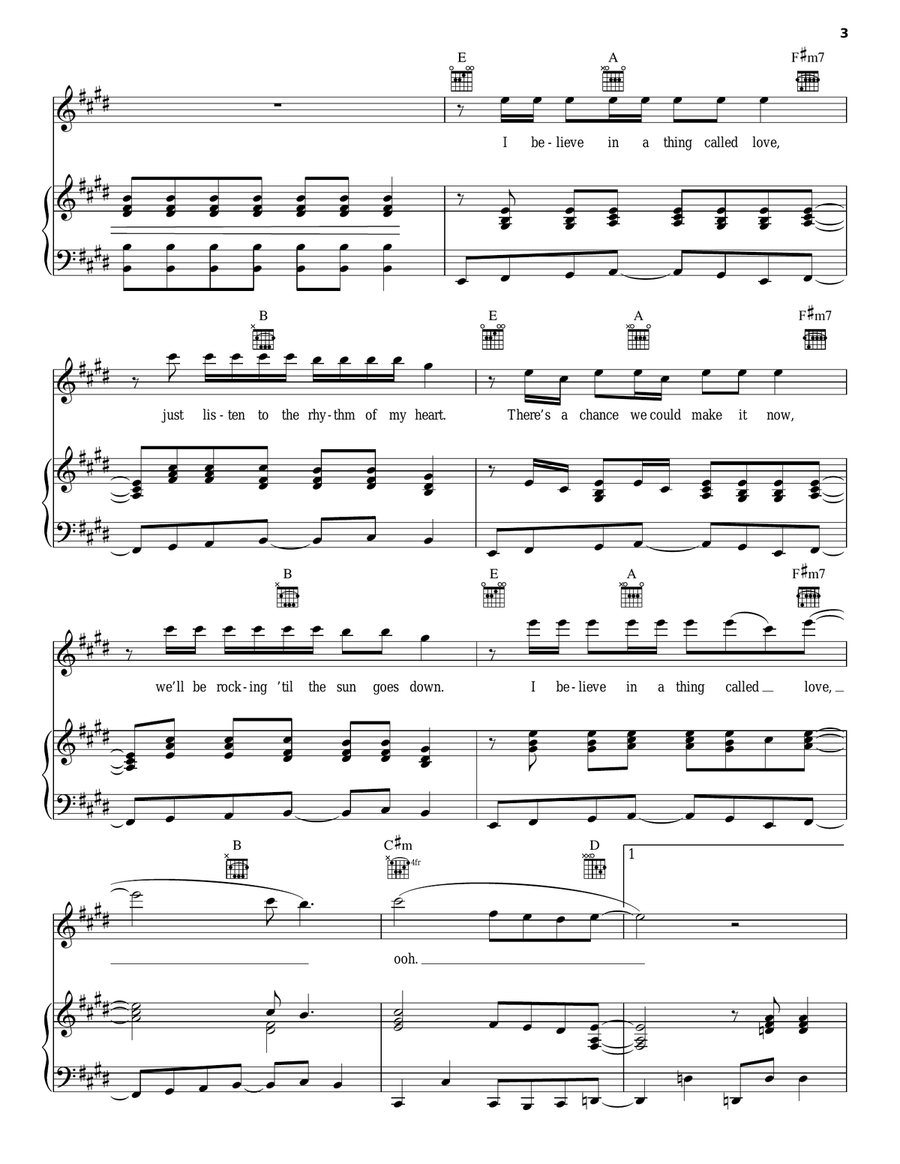 I Believe In A Thing Called Love Piano, Vocal, Guitar scores gallery preview page 3
