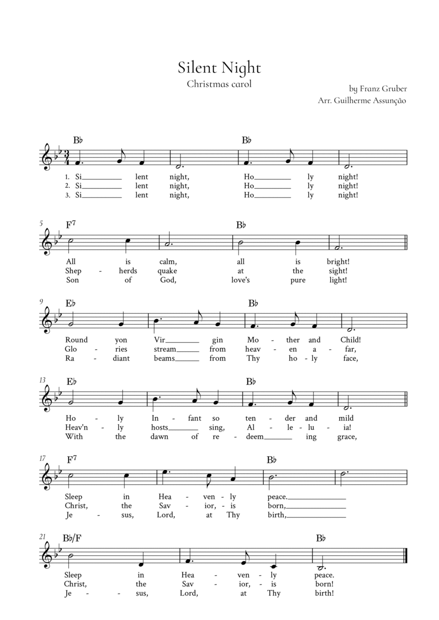 Silent Night Piano scores gallery preview page 1