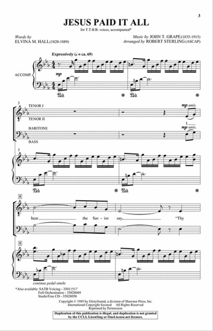 Jesus Paid It All Jesus Paid It All TTBB scores gallery preview page 4