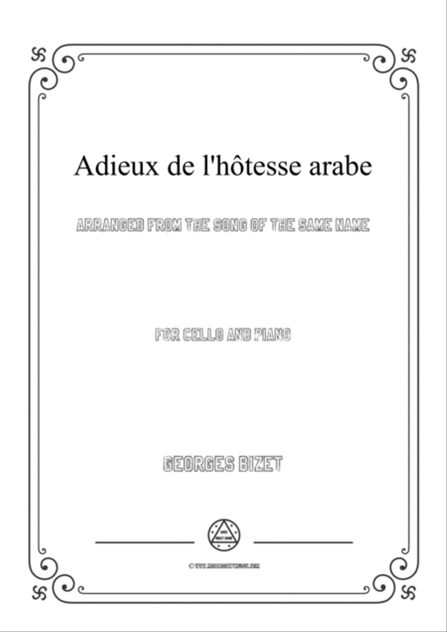 Bizet-Adieux de l'hôtesse arabe,for Cello and Piano Voice scores gallery preview page 1