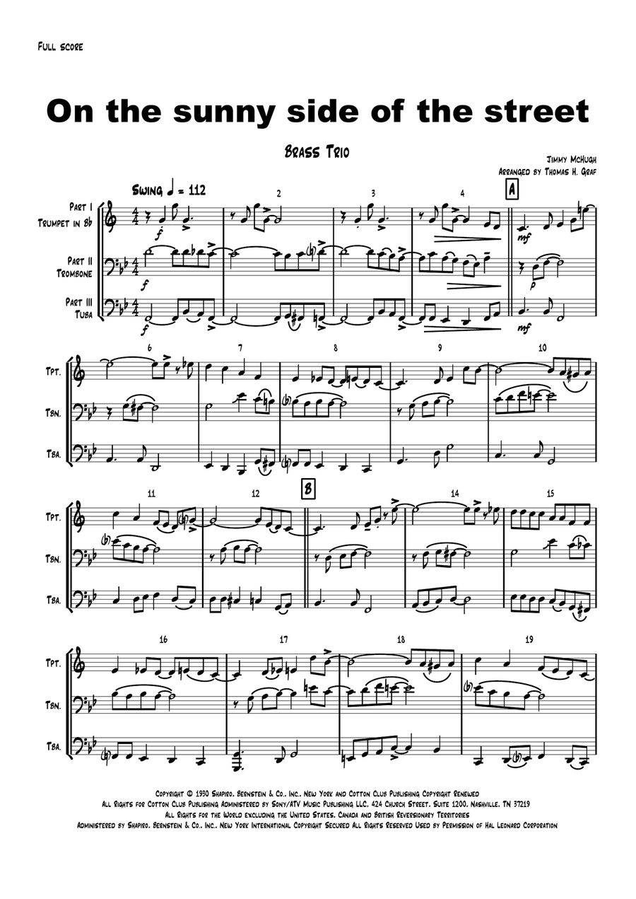 On The Sunny Side Of The Street Brass Ensemble scores gallery preview page 1