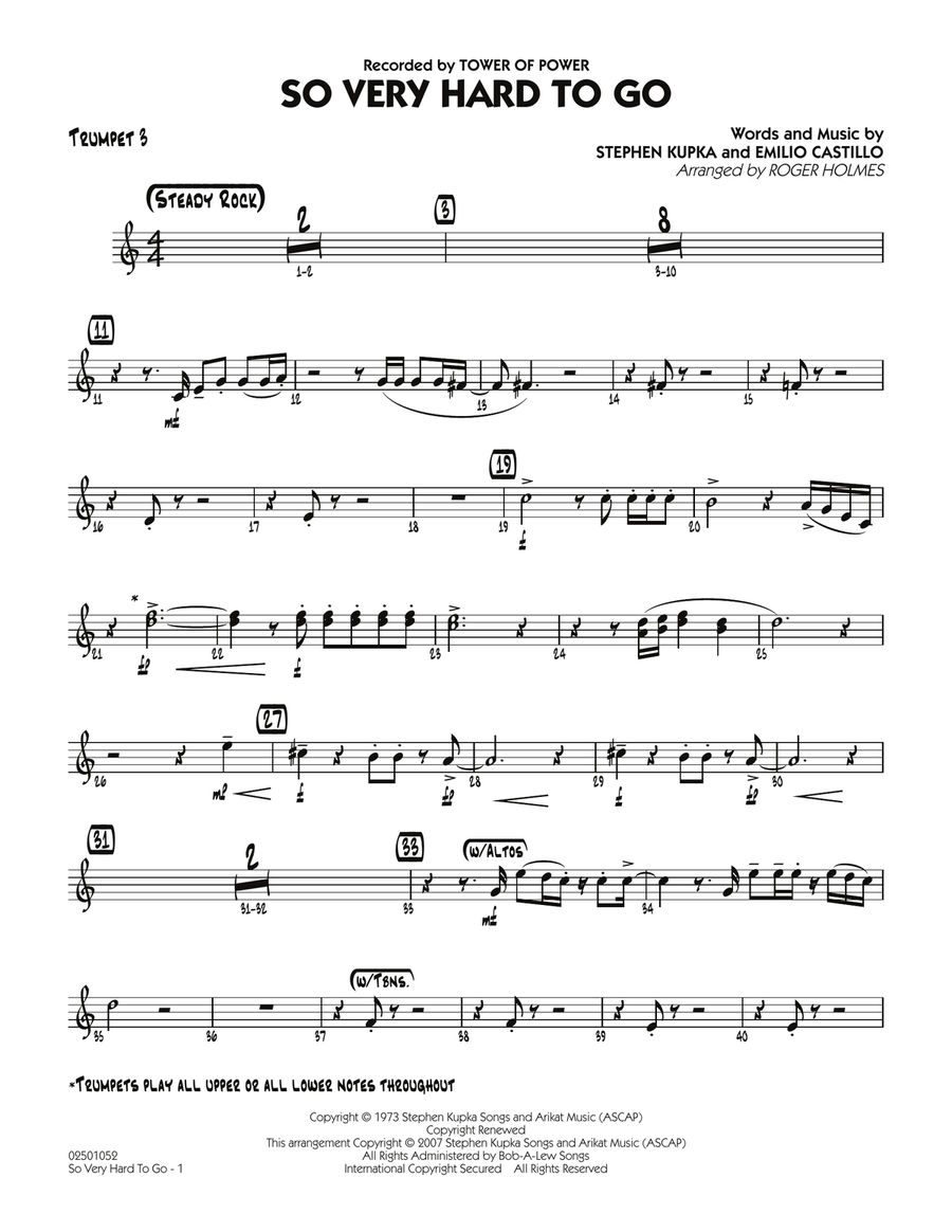 So Very Hard To Go - Trumpet 3 Jazz Ensemble scores gallery preview page 1