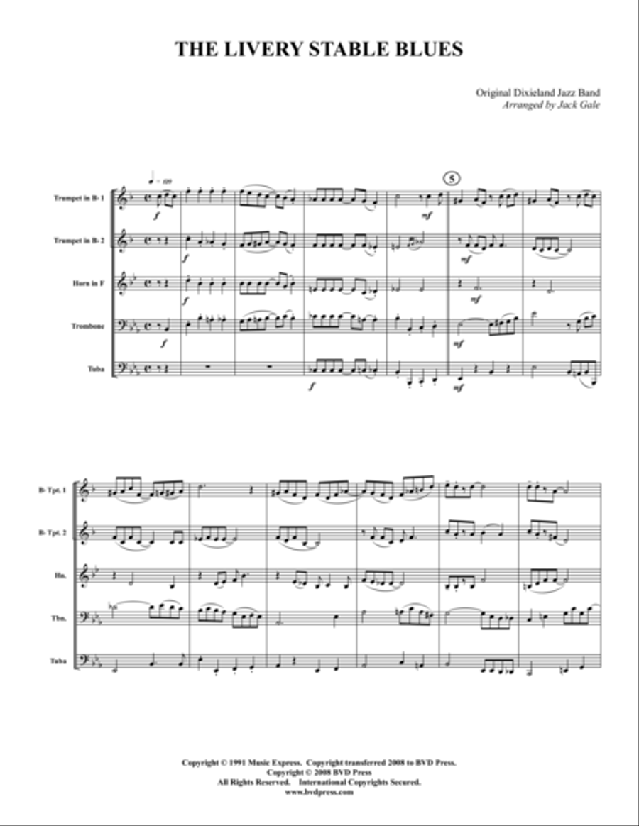 Livery Stable Blues Brass Quintet scores gallery preview page 1