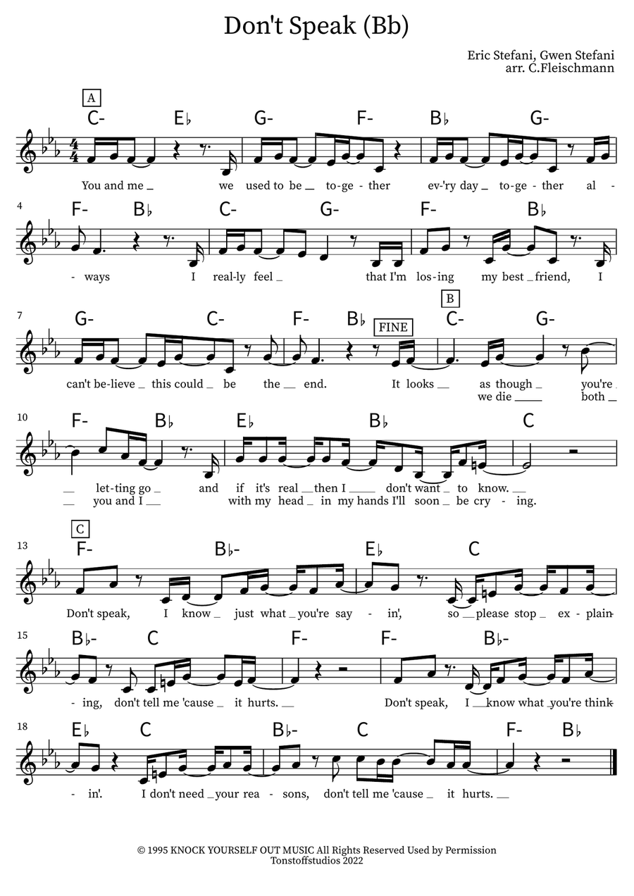 Don't Speak Don't Speak Piano scores gallery preview page 1