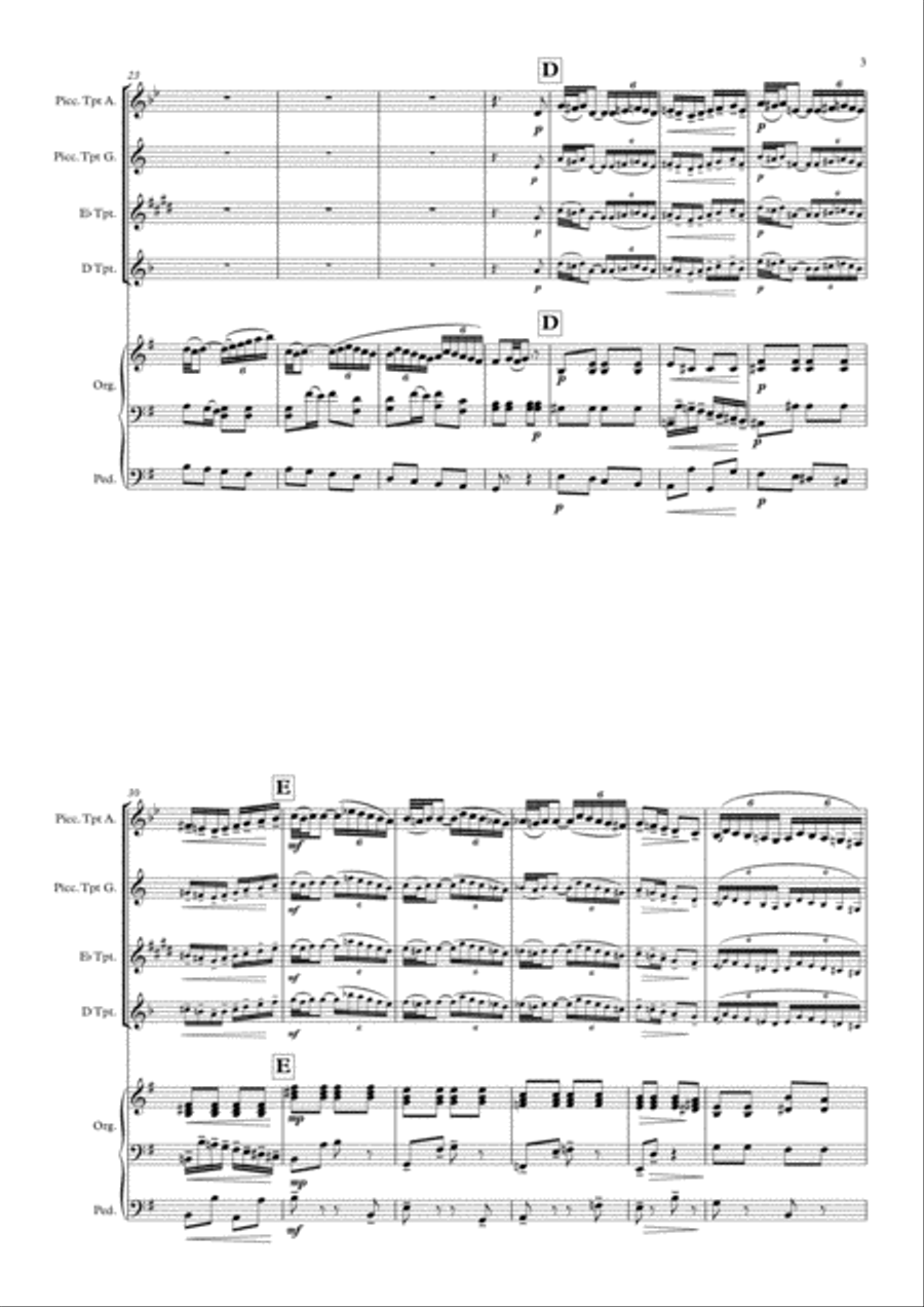 Andante by Hector Fiocco arr for Trumpet (Picc A, G, or D or Eb tpt). Trumpet Duet scores gallery preview page 3